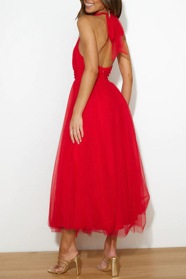 Women's Elegant Halter Neck Maxi Dress