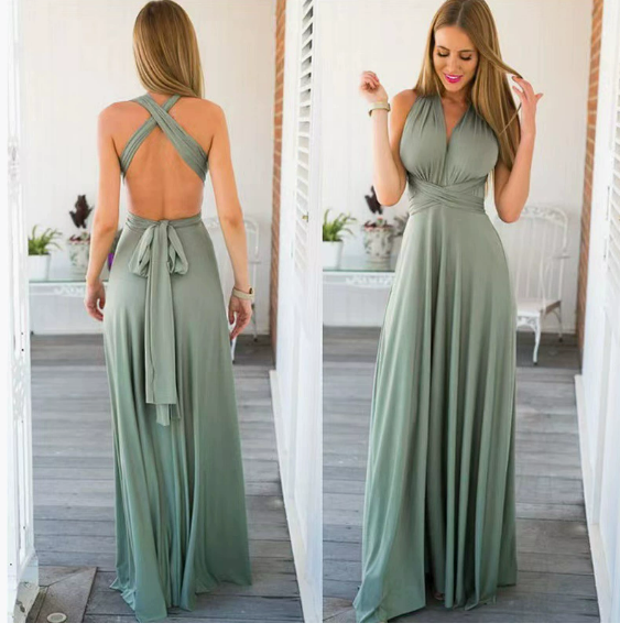 Women's Elegant Backless Halter Maxi Dress