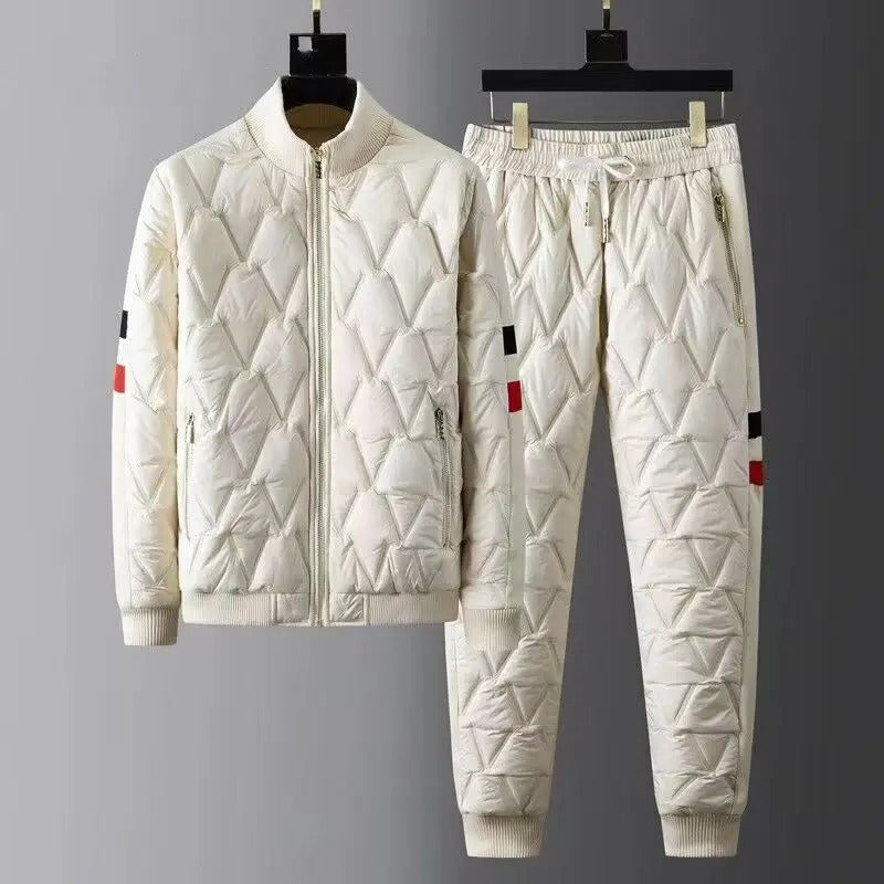 Men's 2-Piece Puffer Tracksuit Set with Bomber Jacket and Pants