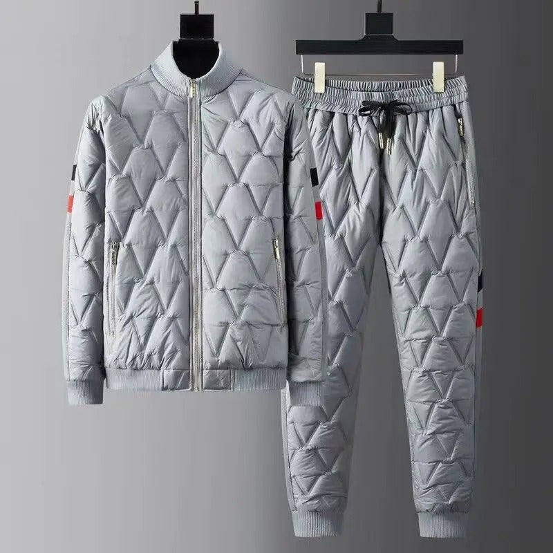 Men's 2-Piece Puffer Tracksuit Set with Bomber Jacket and Pants