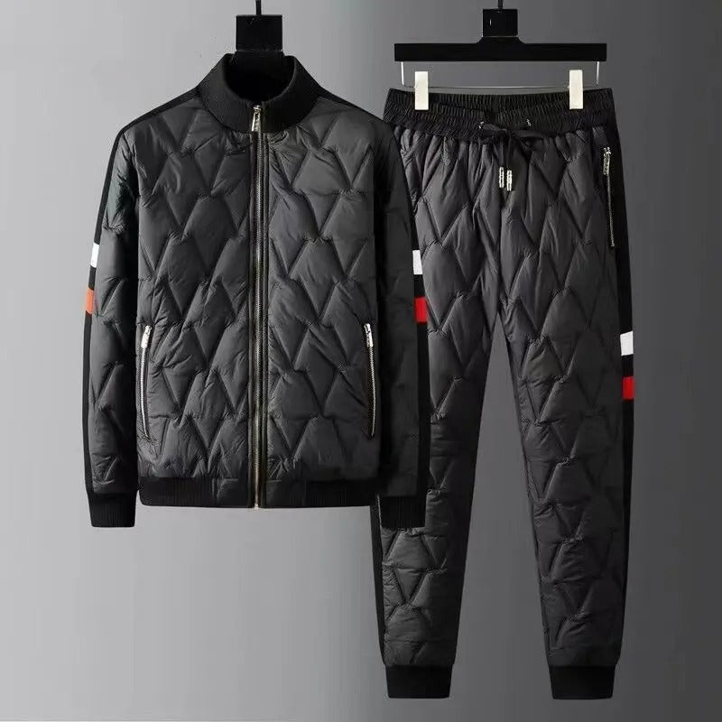 Men's 2-Piece Puffer Tracksuit Set with Bomber Jacket and Pants
