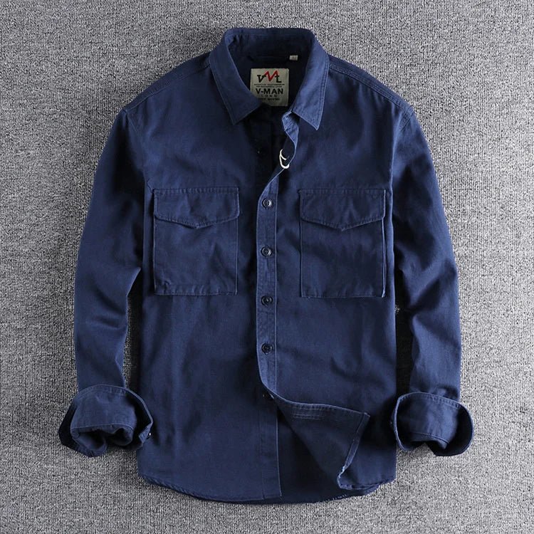 Men’s Long Sleeve Utility Shirt with Button Front and Chest Pockets