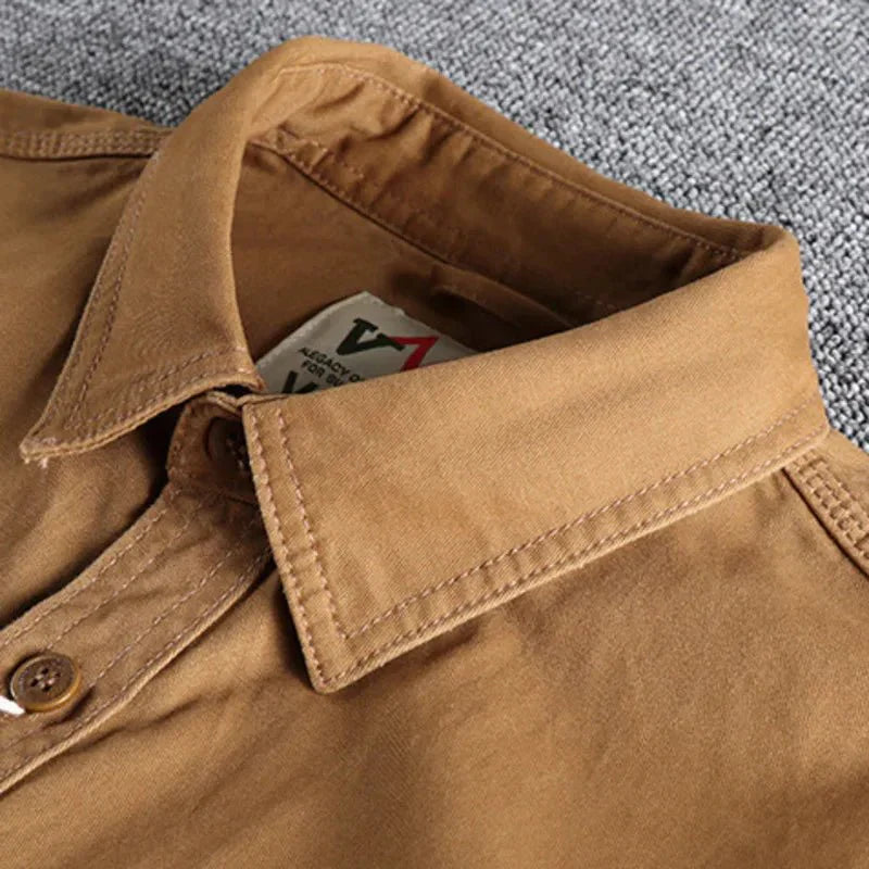 Men’s Long Sleeve Utility Shirt with Button Front and Chest Pockets