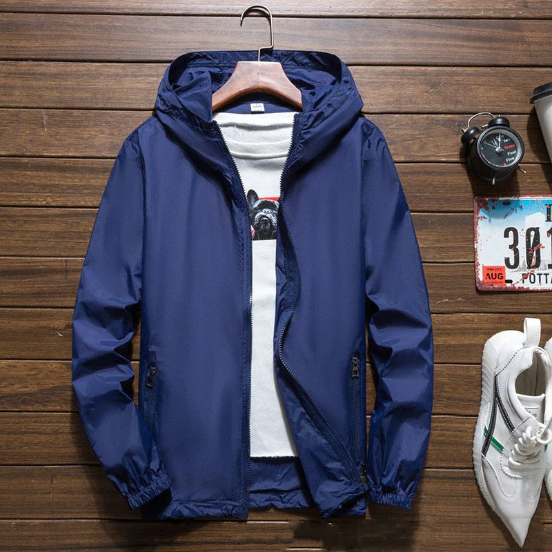 Men's Lightweight Waterproof Windbreaker Jacket with Hood