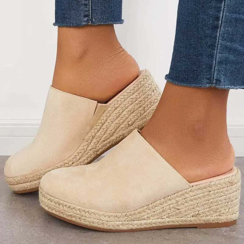 Women's Platform Wedge Slip-On Shoes with Textured Sole