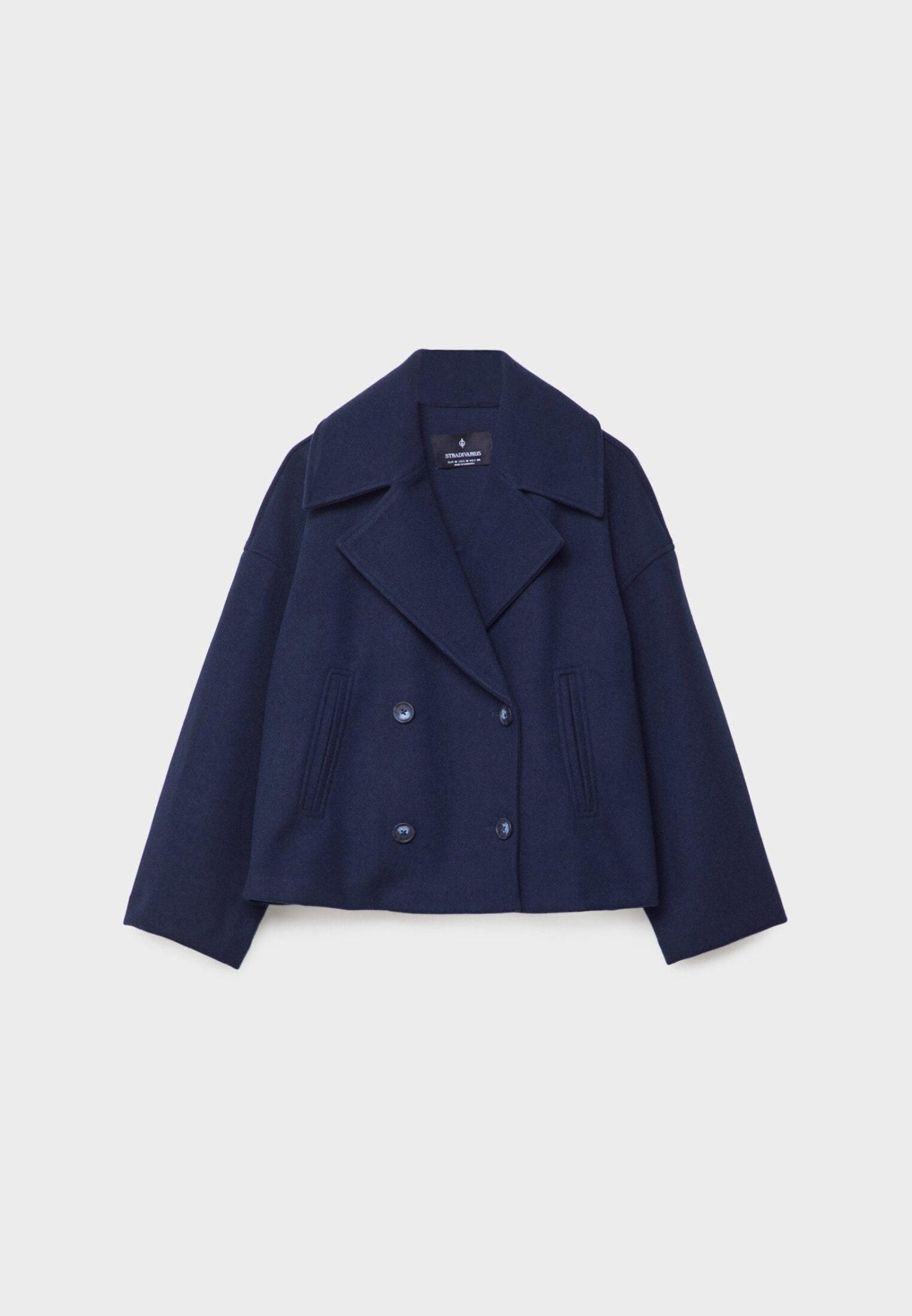 Women's Short Double-Breasted Winter Jacket with Wide Lapels