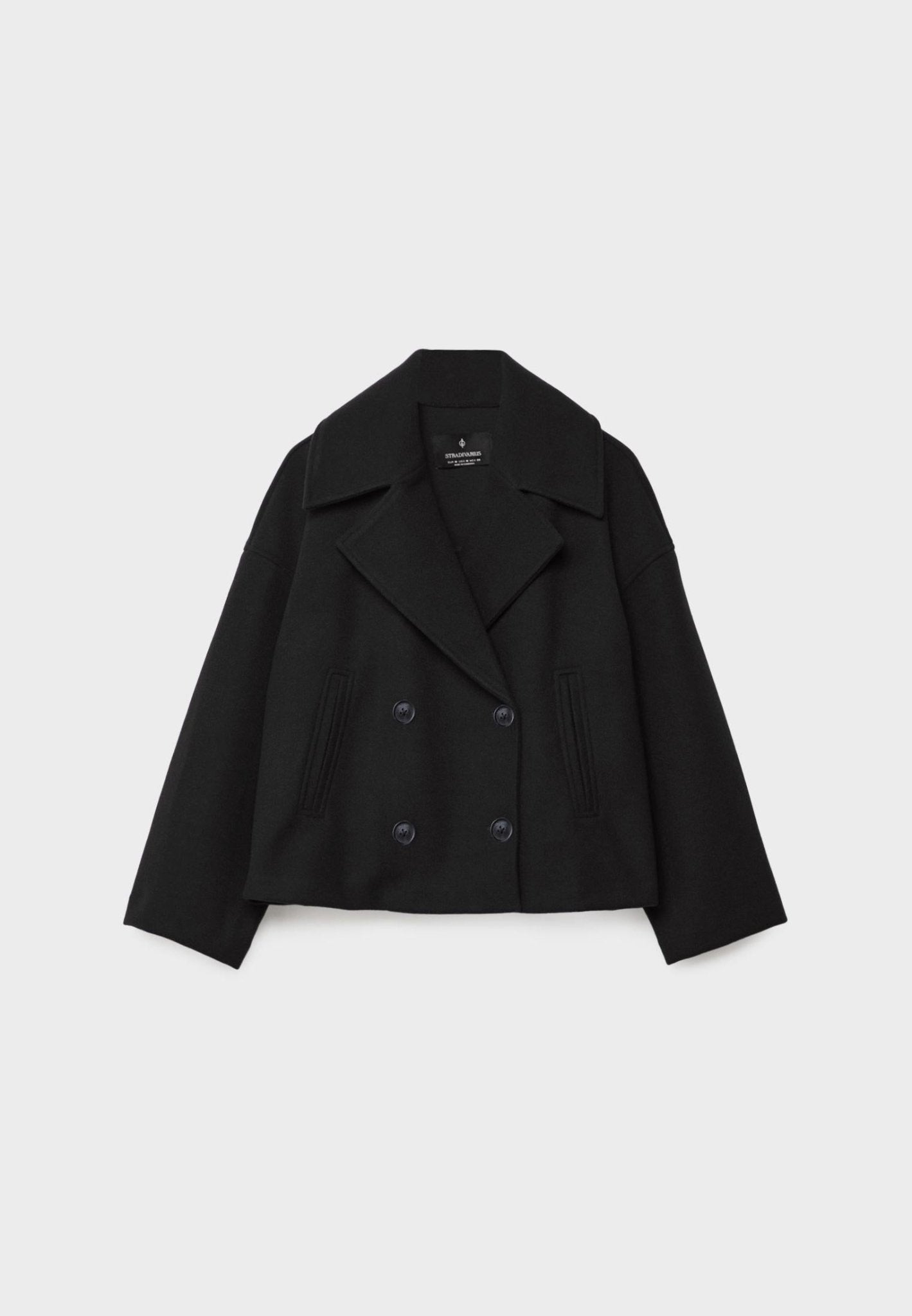 Women's Short Double-Breasted Winter Jacket with Wide Lapels
