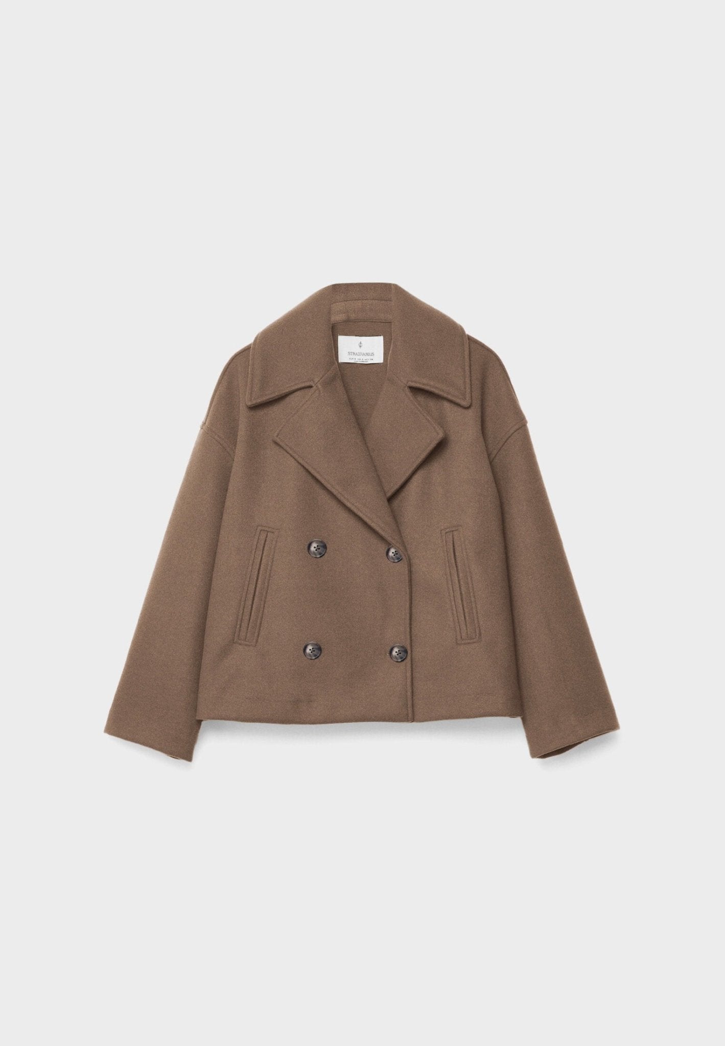 Women's Short Double-Breasted Winter Jacket with Wide Lapels