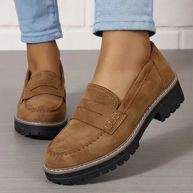 Women's Comfortable Suede Loafers with Chunky Sole