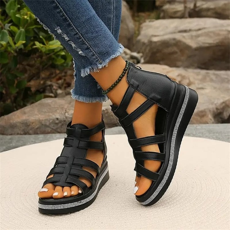 Elegant Rhinestone Wedge Sandals for Women