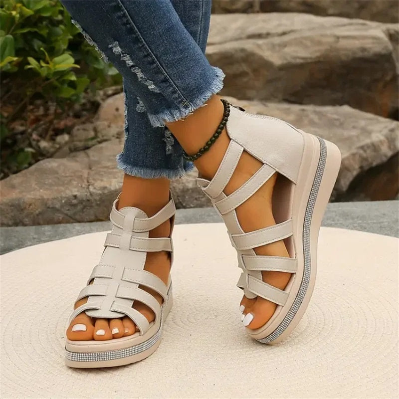 Elegant Rhinestone Wedge Sandals for Women