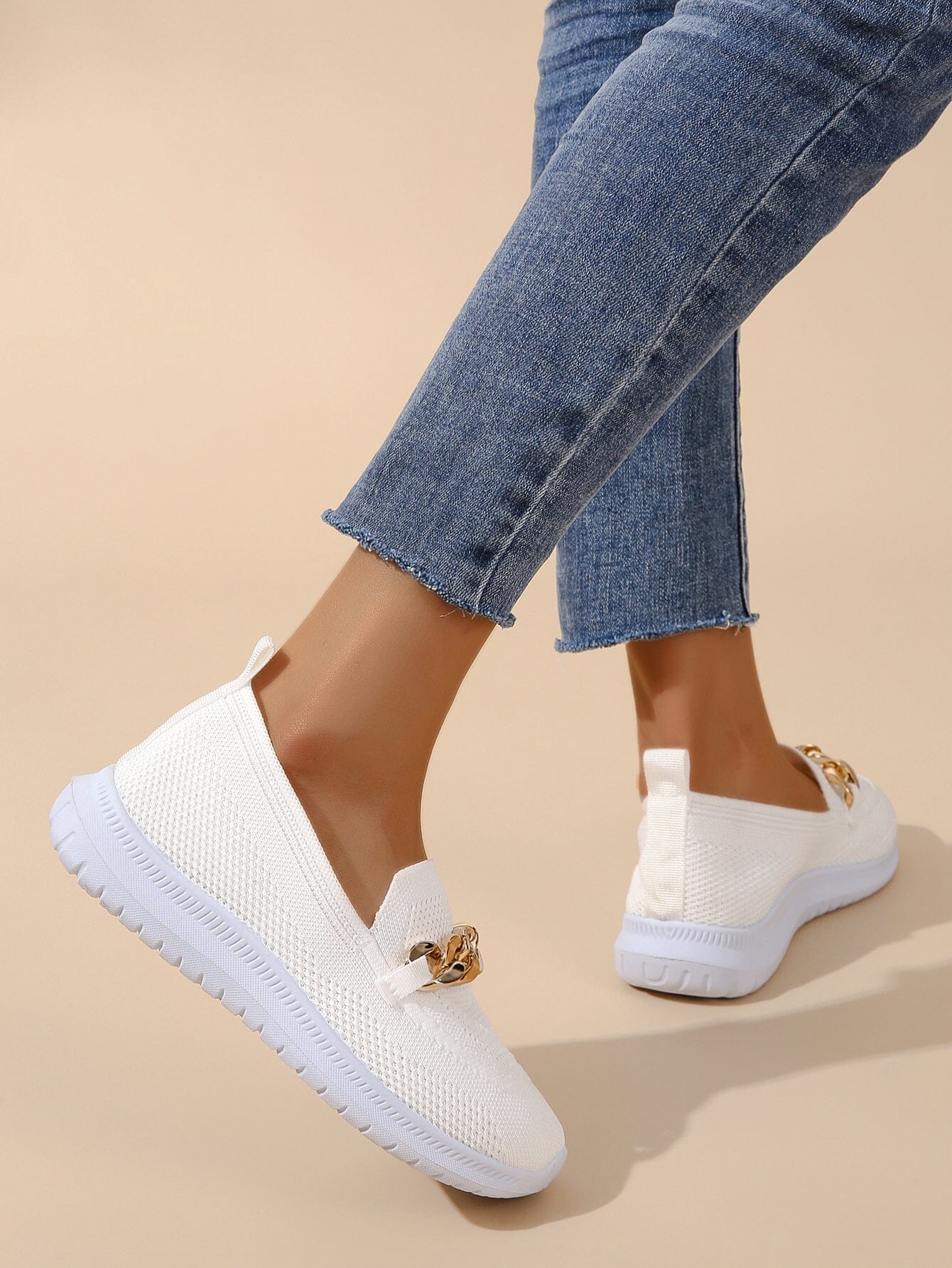 Women's Ortho Slip-On Shoes with Gold Detail