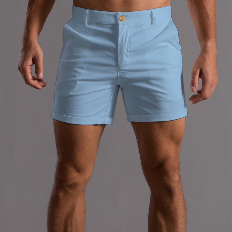 Men’s Slim Fit Tailored Shorts with Button Closure and Smart Style