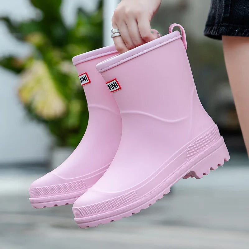 Women’s Mid-Calf Waterproof Rain Boots with Non-Slip Sole
