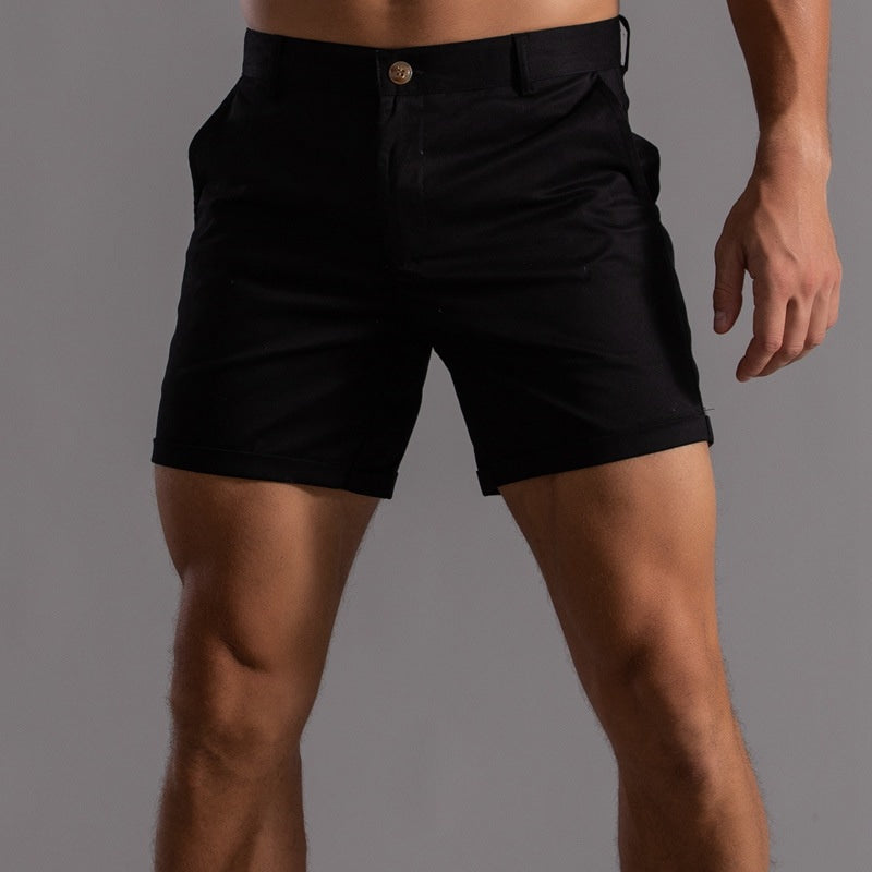 Men’s Slim Fit Tailored Shorts with Button Closure and Smart Style