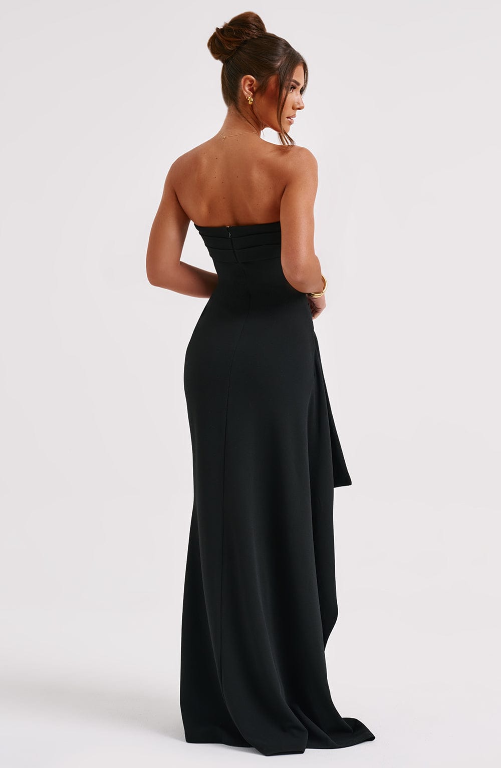 Women's Strapless Dress with Thigh-High Slit