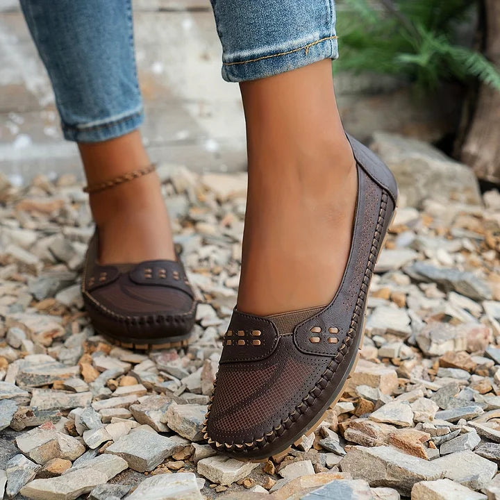 Women's Slip-On Loafers with Comfort Sole and Contrast Stitching