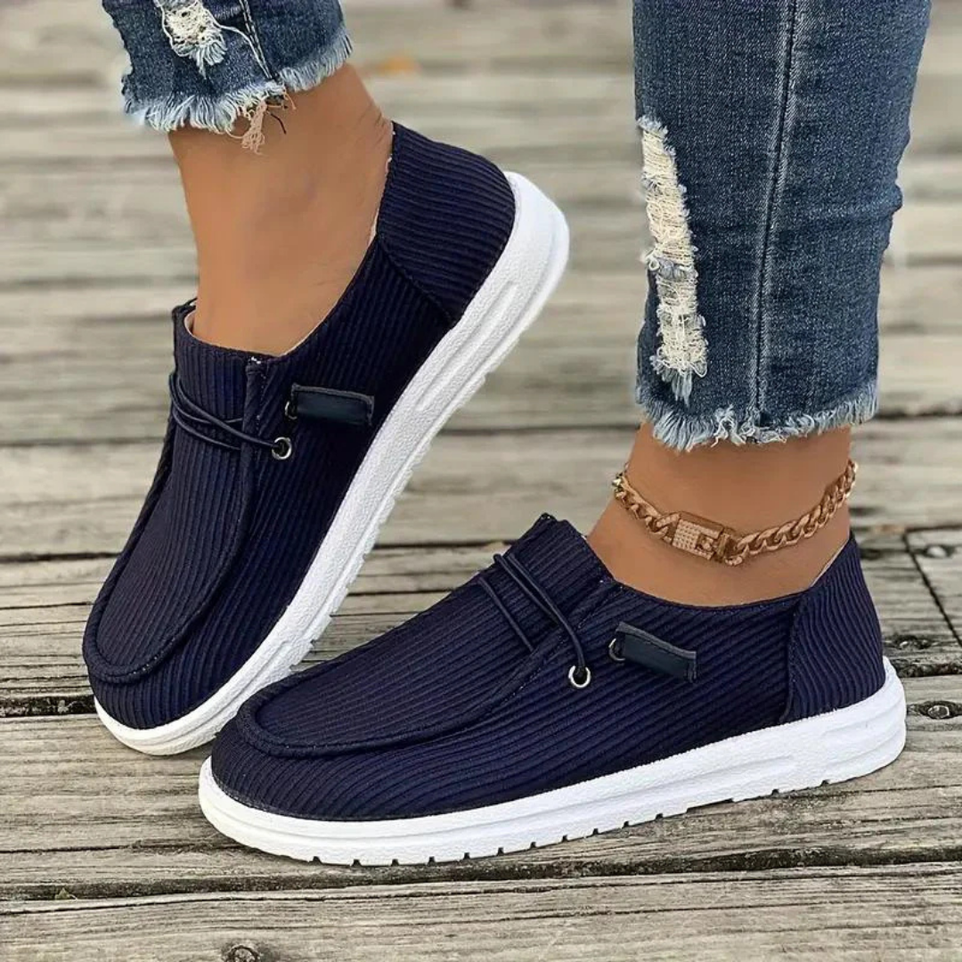 Women's Slip-On Casual Shoes with Soft Knit Upper and Flat Sole