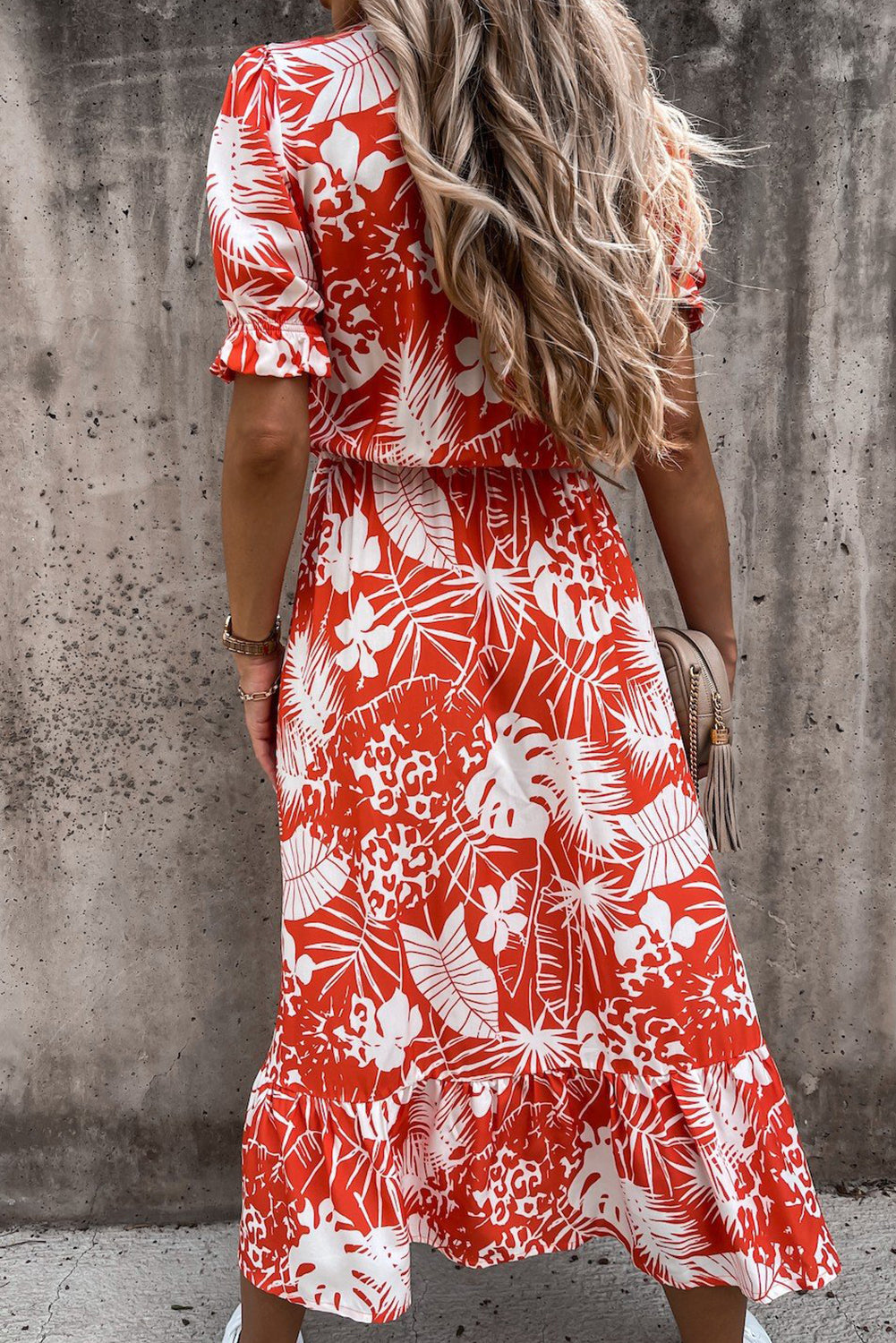 Women's Floral Maxi Dress with V-Neck and Side Slit Detail