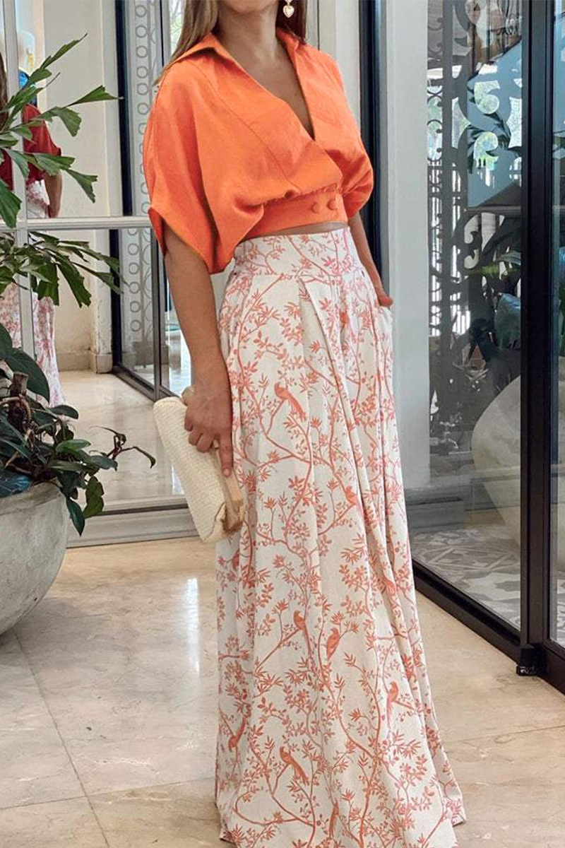 Women's Elegant Two-Piece Set with Cropped Top and Wide-Leg Trousers