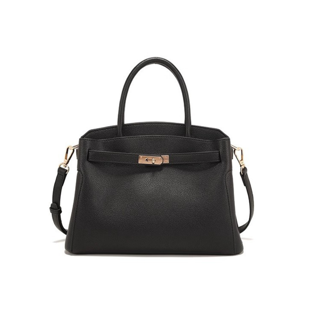 Women's Structured Crossbody Handbag with Top Handle and Clasp