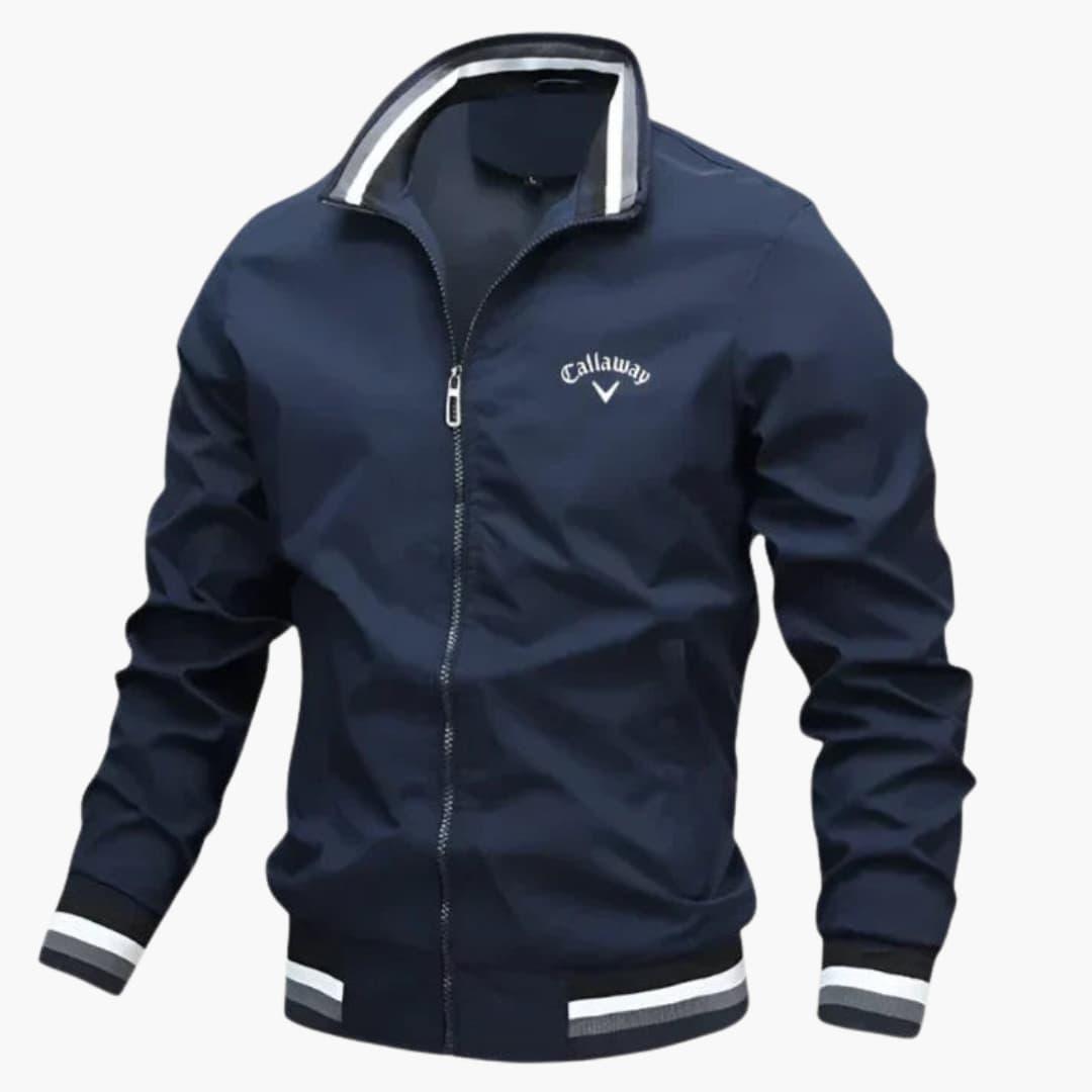 Men's Zip-Up Bomber Jacket with Ribbed Cuffs and Trim Detail