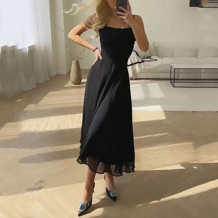 Women's Square Neck A-Line Midi Dress