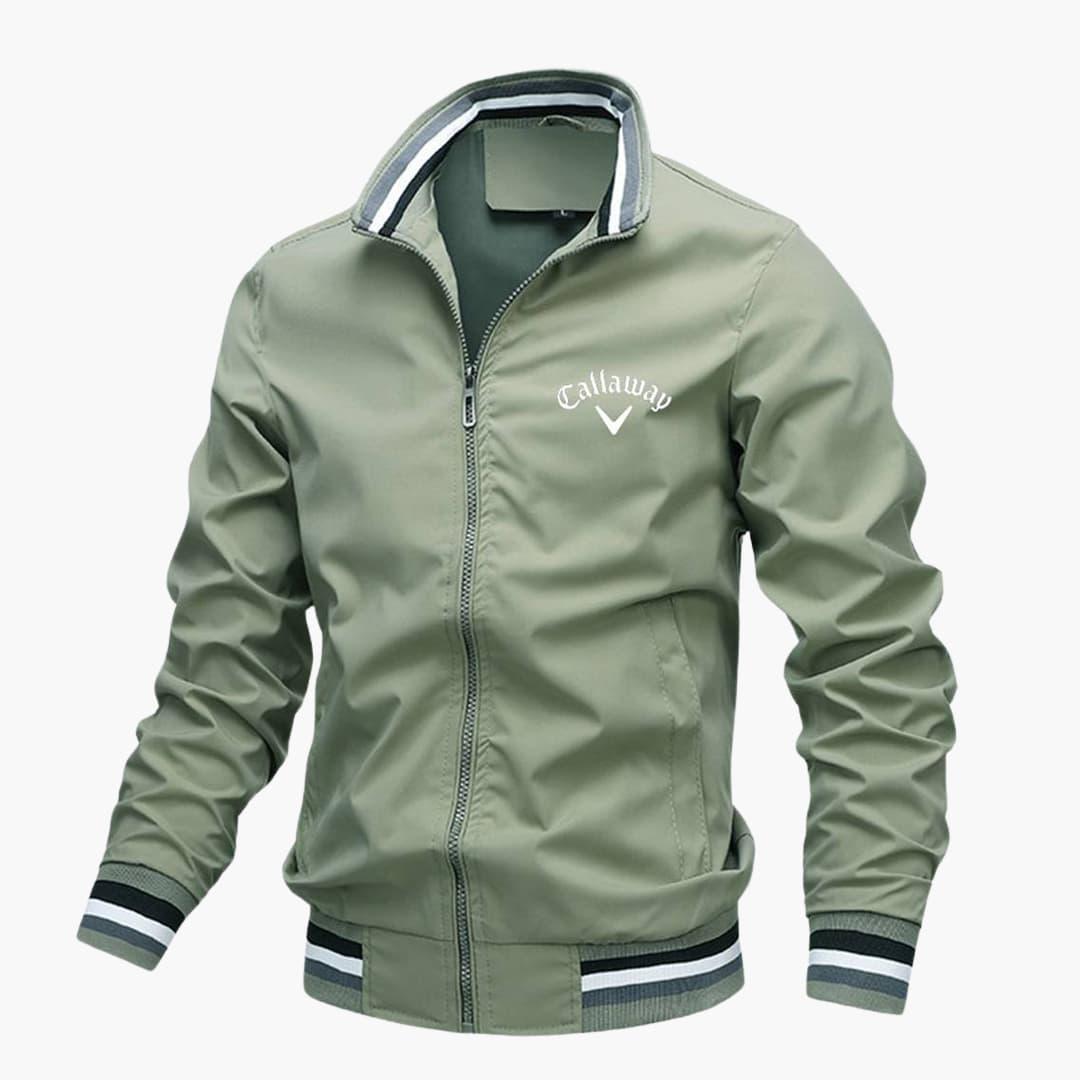 Men's Zip-Up Bomber Jacket with Ribbed Cuffs and Trim Detail