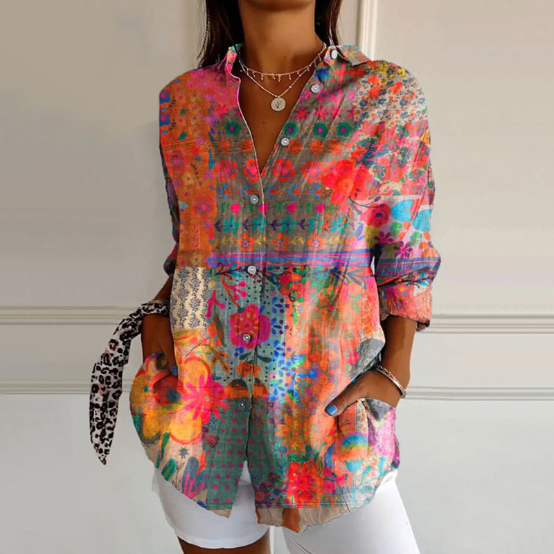 Women's Vintage Floral Print Blouse