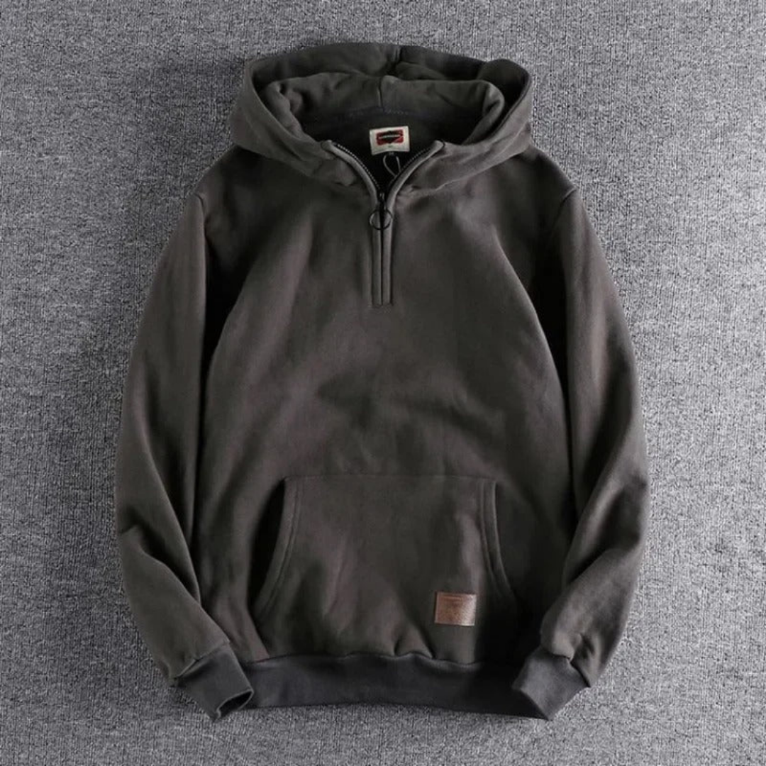 Men's Casual Half-Zip Hoodie with Kangaroo Pocket and Warm Fit