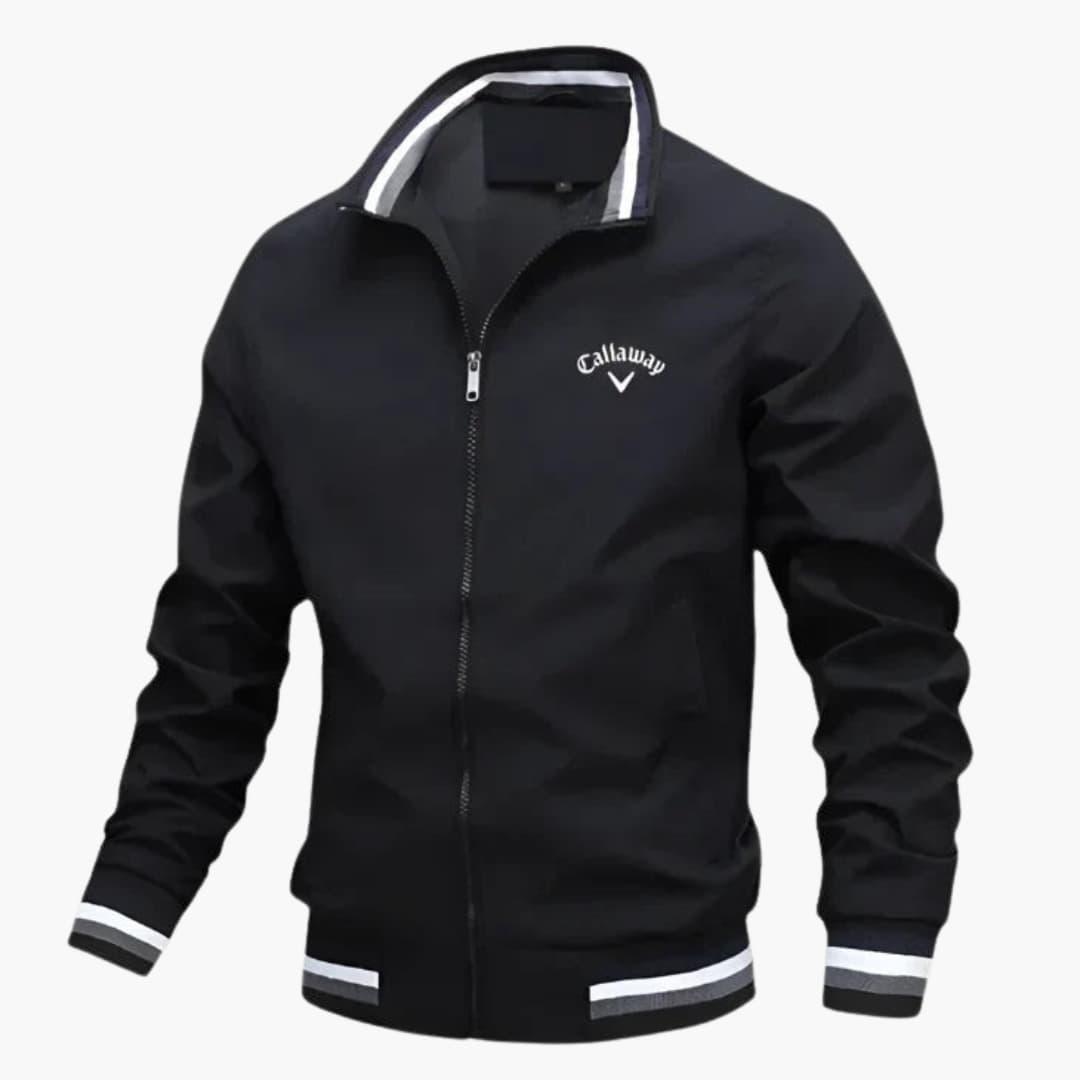 Men's Zip-Up Bomber Jacket with Ribbed Cuffs and Trim Detail