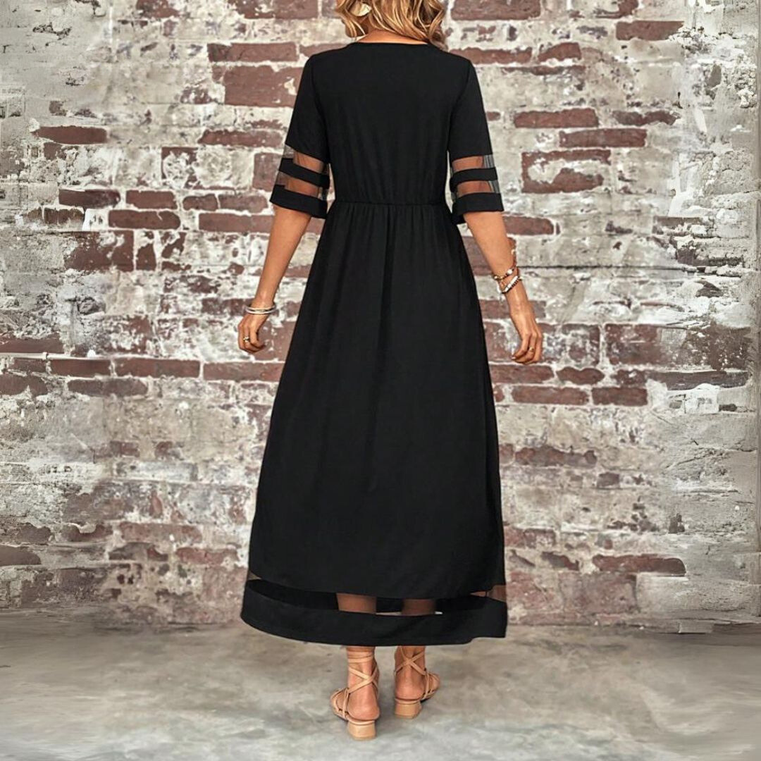 Elegant Maxi Dress with Mesh Sleeves for Women