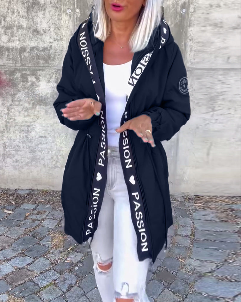 Women's Casual Zip-Up Jacket with Drawstring Waist
