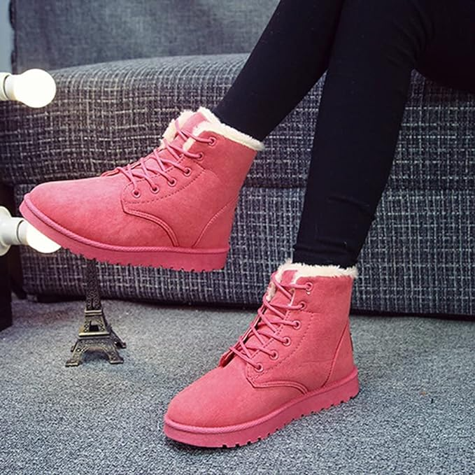 Women’s Lace-Up Ankle Boots with Warm Lining and Non-Slip Sole