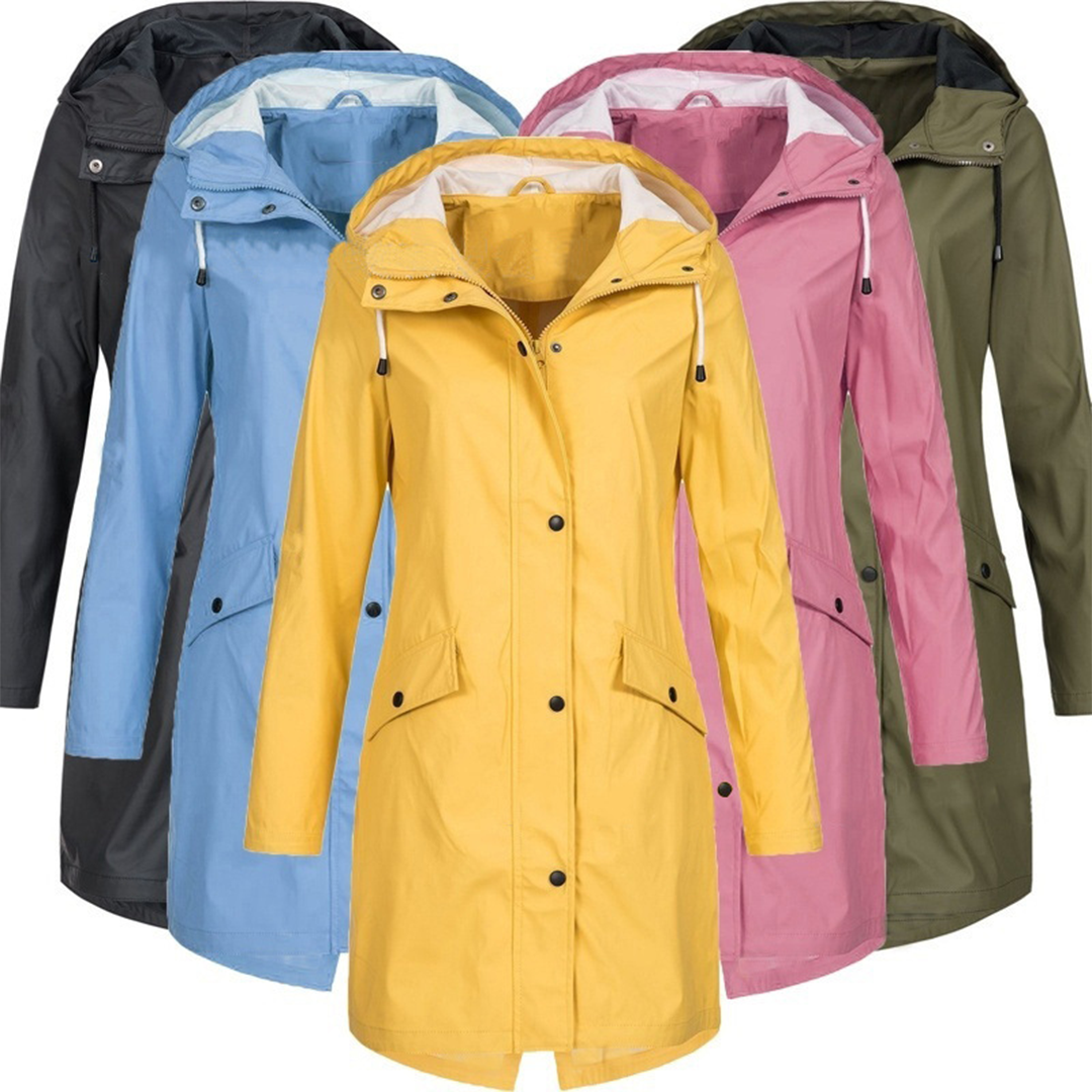 Women's Waterproof Hooded Rain Jacket with Lightweight Windproof Design