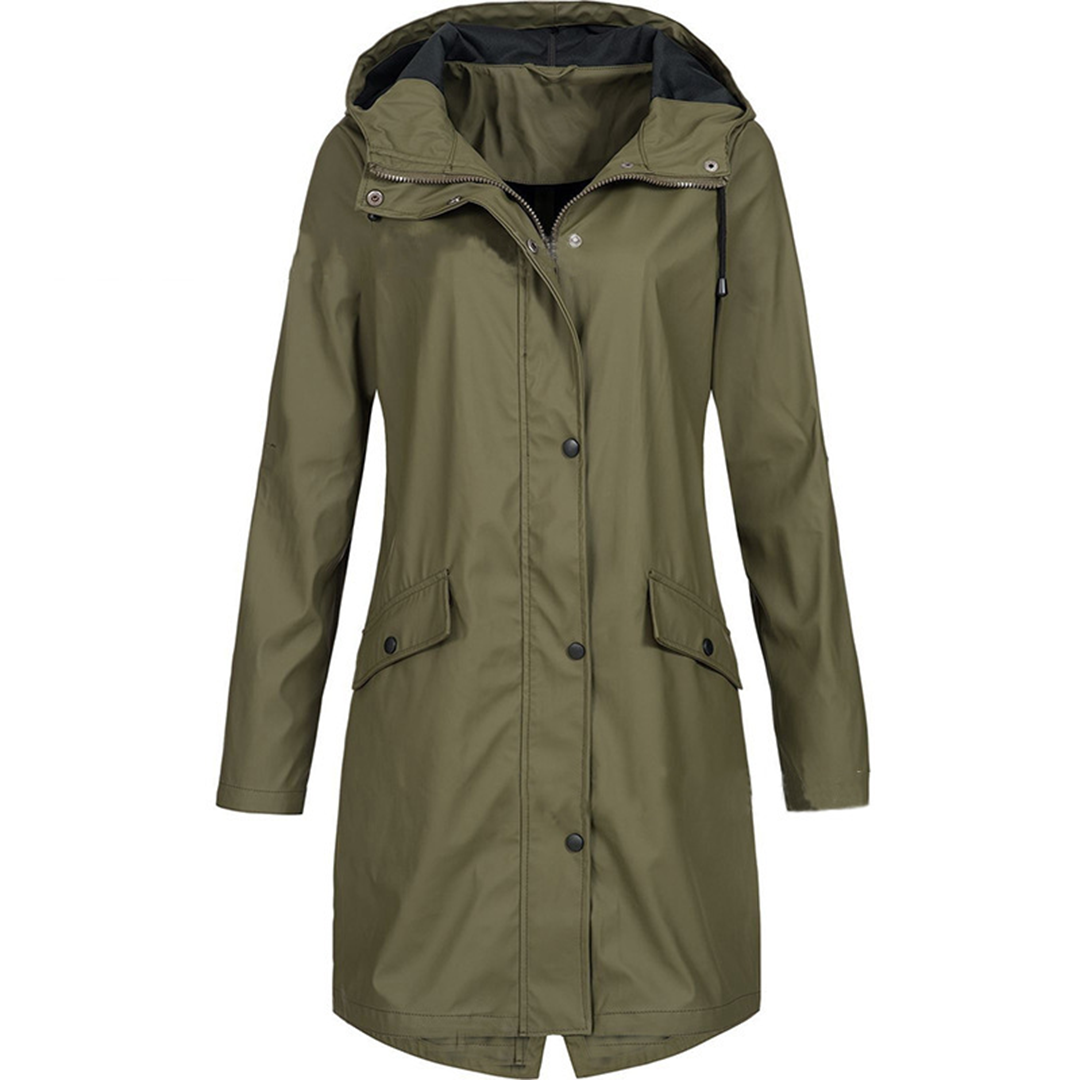 Women's Waterproof Hooded Rain Jacket with Lightweight Windproof Design