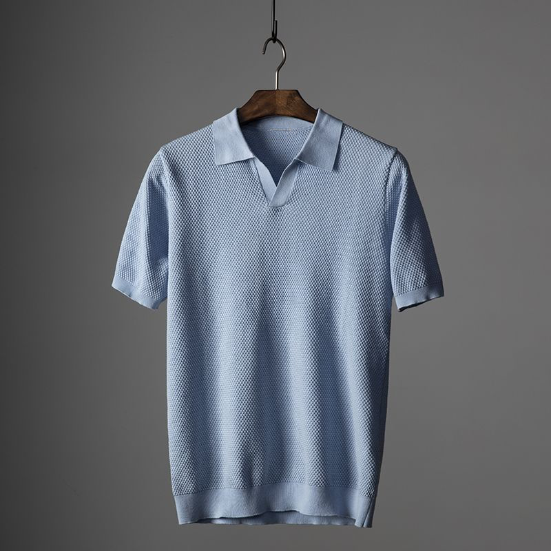 Men's V-neck polo shirt with short sleeves