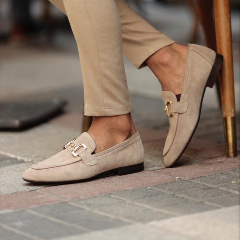 Men's Loafers with Horsebit Detail and Almond Toe Design