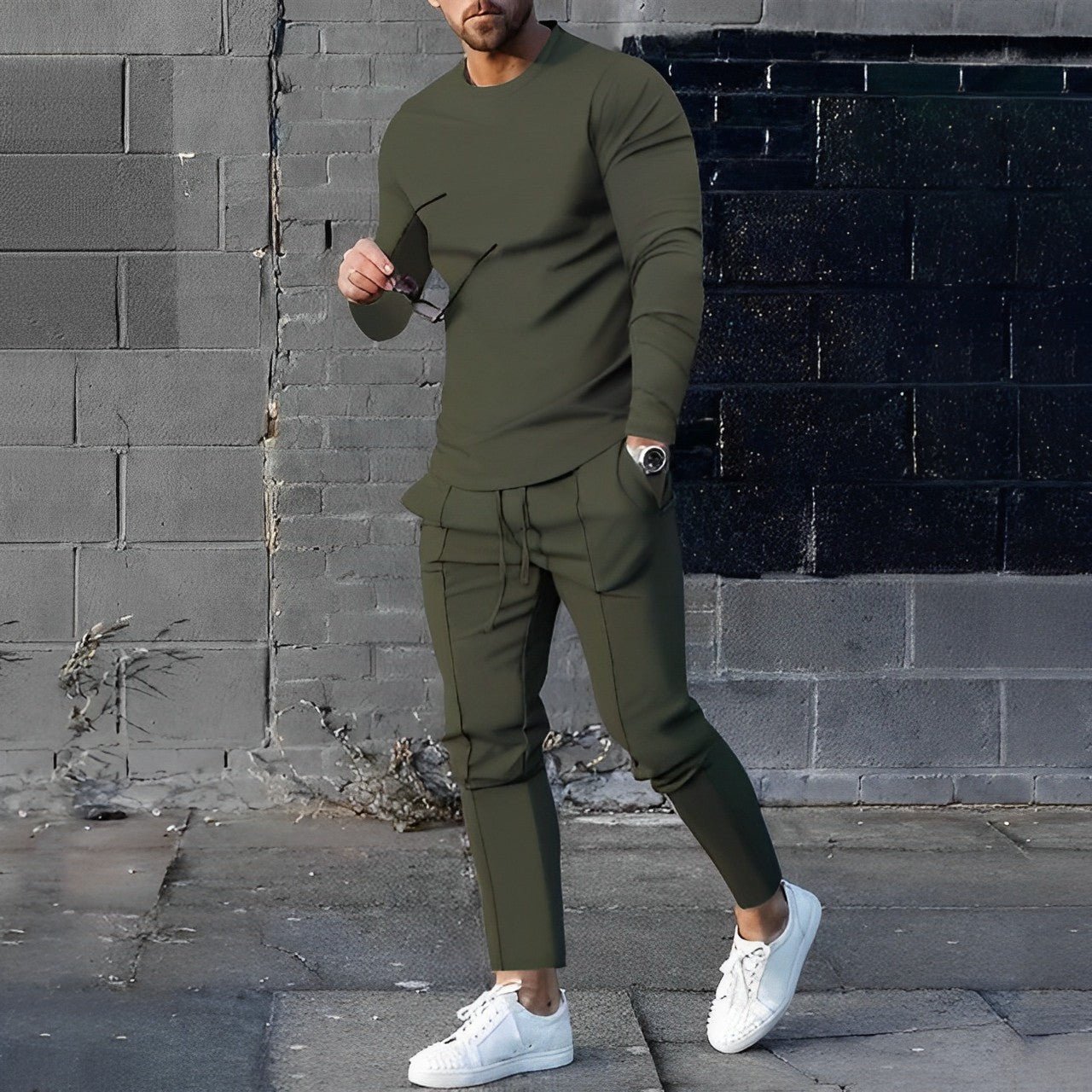 Men's 2-Piece Loungewear Set with Slim Fit Sweatshirt and Joggers
