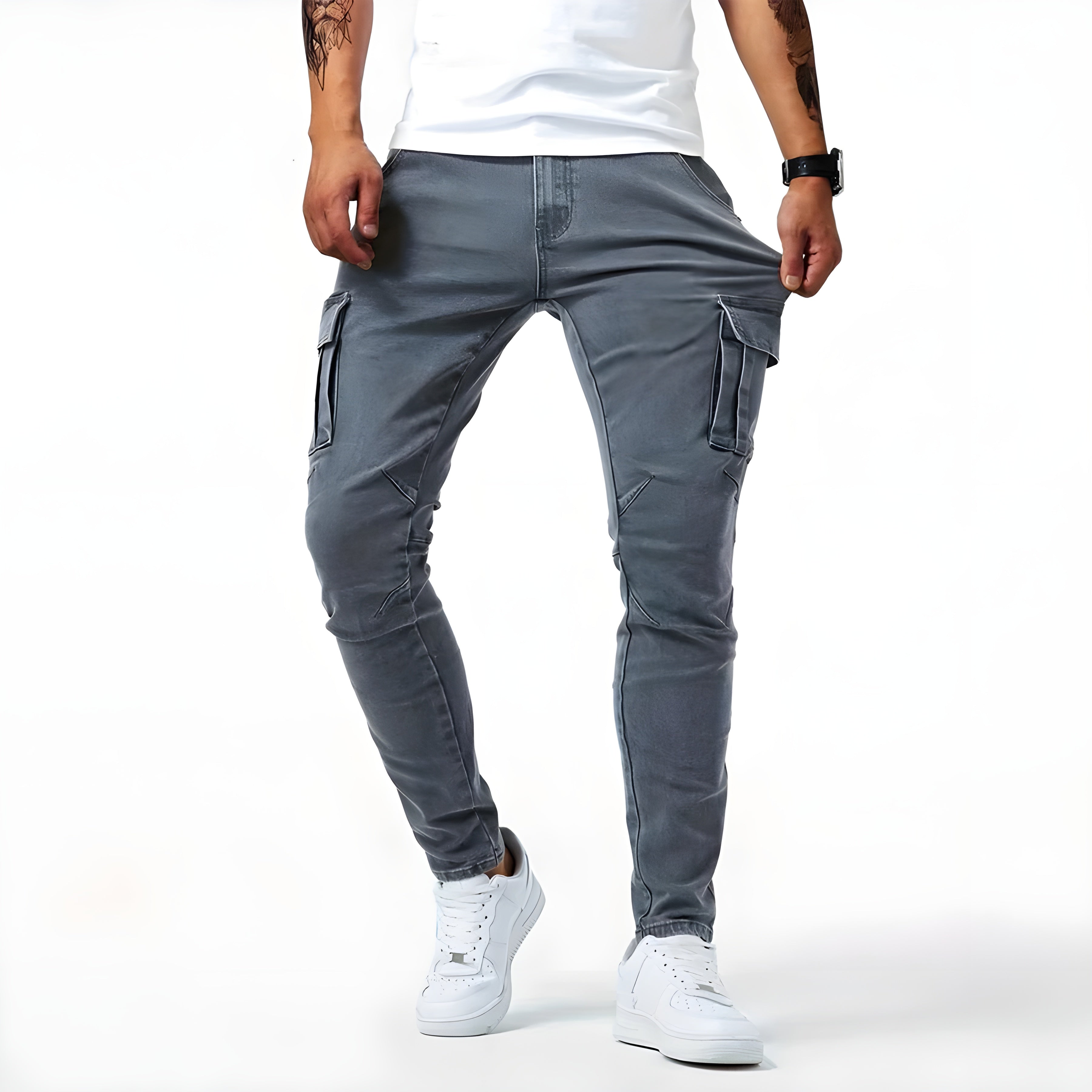 Men's Stretch Denim Cargo Trousers