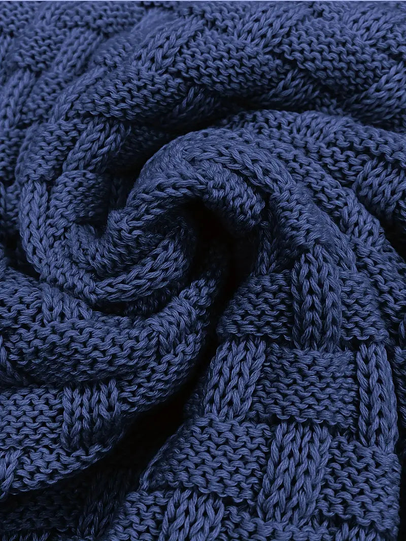 Men’s Textured Knit Jumper with Shawl Collar and Button Detail