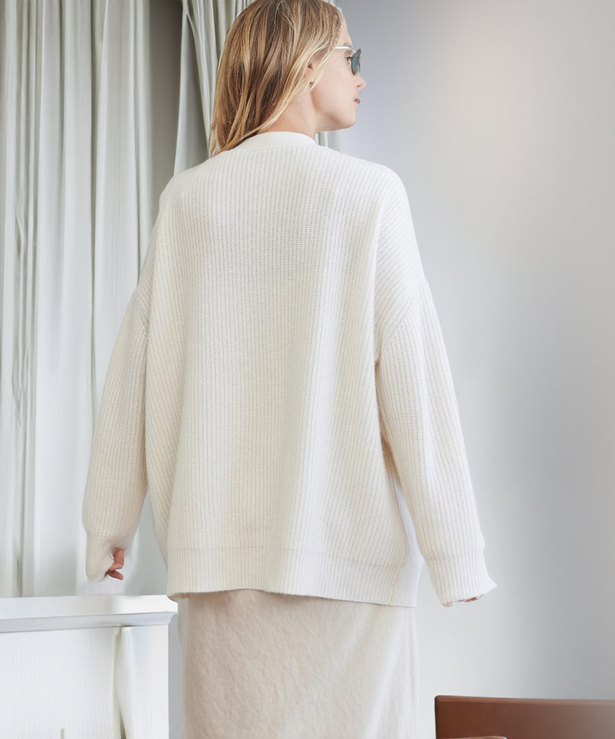 Women's Oversized Button Cardigan with Cozy Ribbed Knit Texture