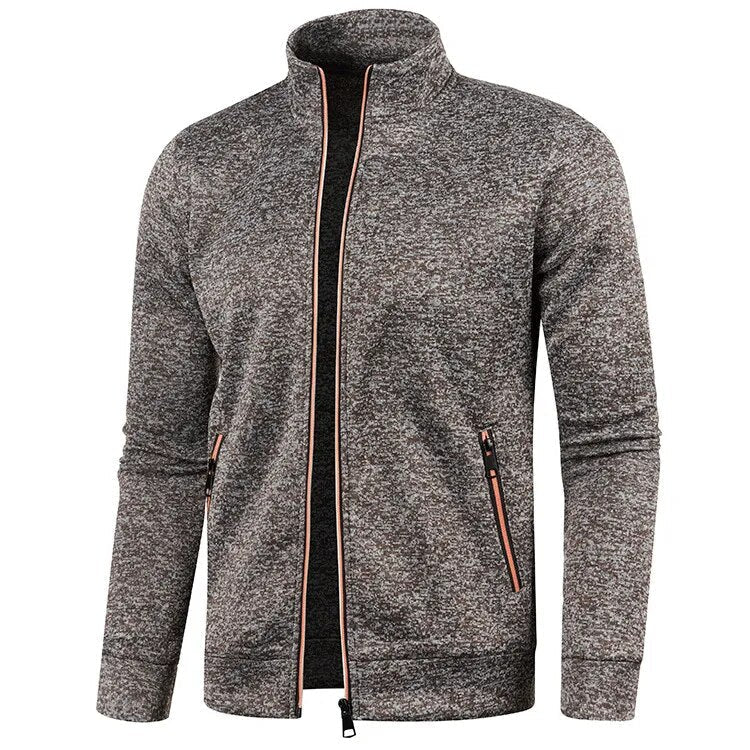 Men's Lightweight Zip-Up Jacket with Long Sleeves and Stand Collar