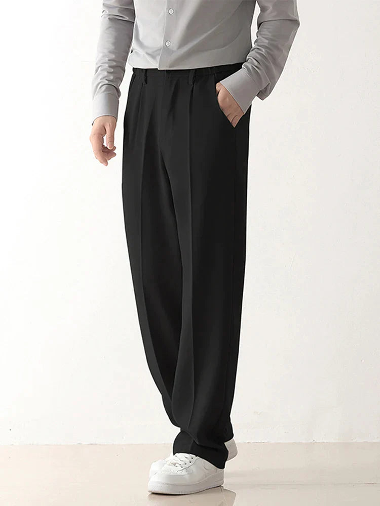 Men's Draped Formal Pants with Tapered Leg