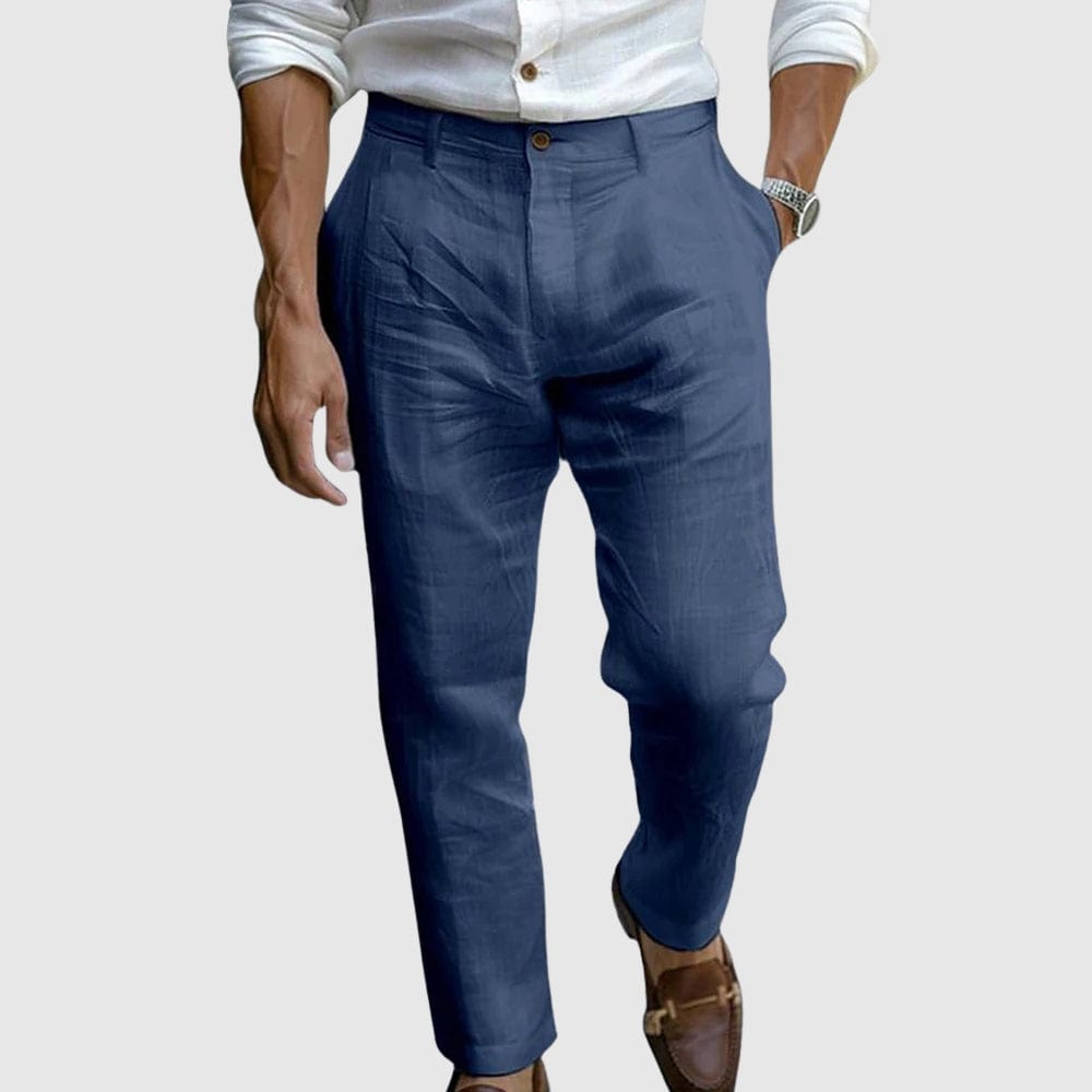 Men's Tapered Lightweight Pants with Button Waist and Pockets