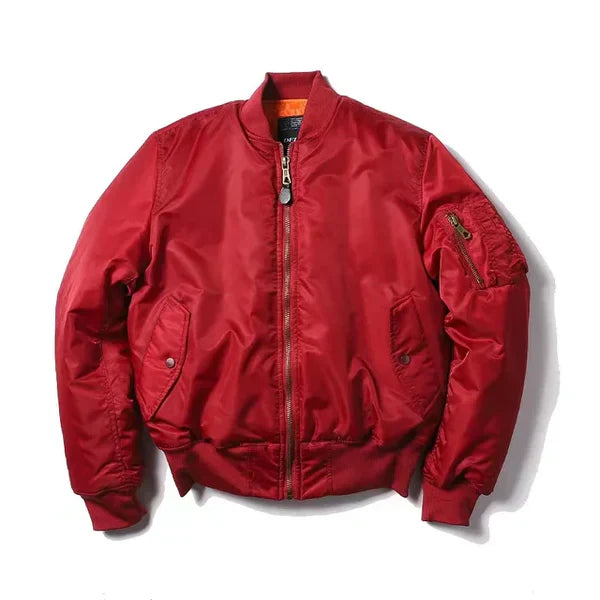 Women's Windproof Bomber Jacket with Zip Pocket and Ribbed Cuffs
