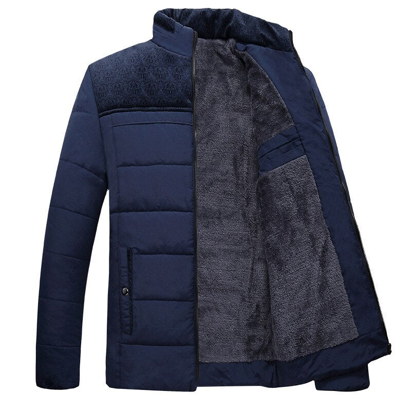 Men's Fleece Winter Jacket with Zip Closure and Soft Inner Lining