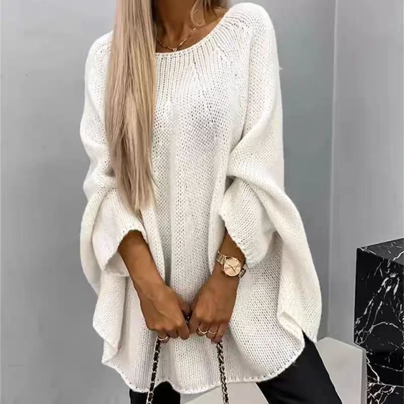 Women’s Oversized Knit Jumper with Batwing Sleeves and Relaxed Fit