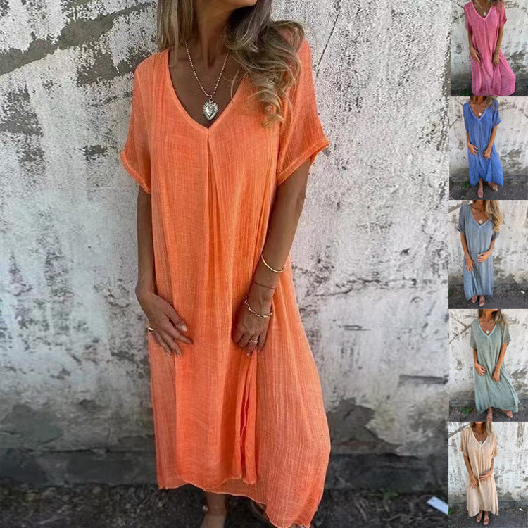 Women's Relaxed V-Neck Maxi Dress