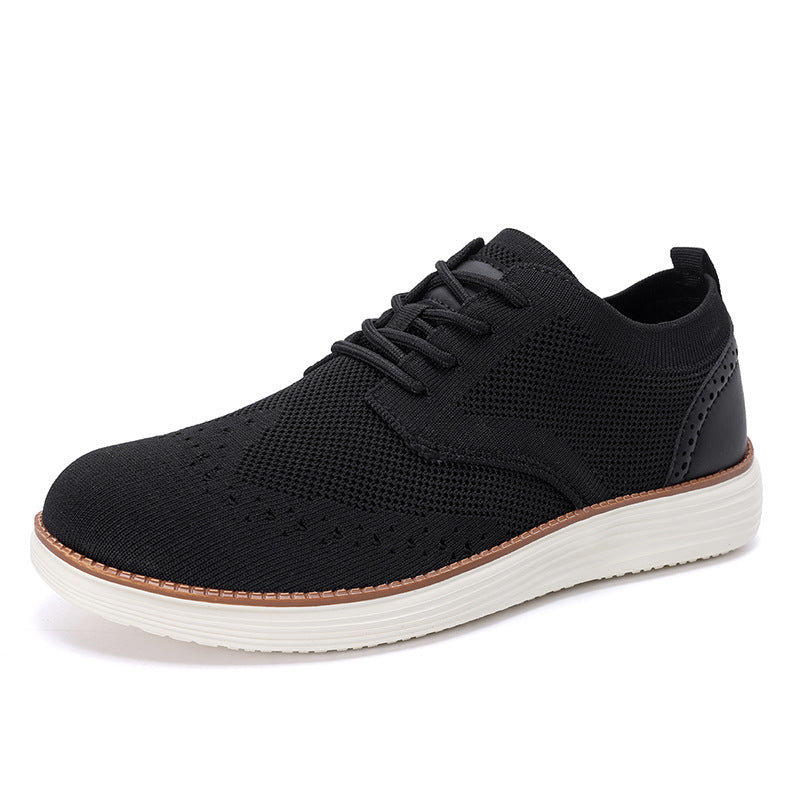 Men's Knit Lace-Up Casual Shoes with Cushioned Sole